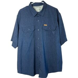 Orvis Mens Blue‎ Button Down Short Sleeve Fishing Shirt Outdoors